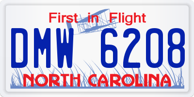 NC license plate DMW6208