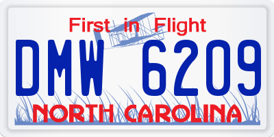 NC license plate DMW6209