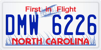 NC license plate DMW6226