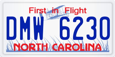 NC license plate DMW6230