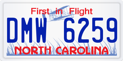 NC license plate DMW6259