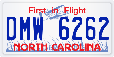 NC license plate DMW6262