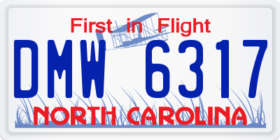 NC license plate DMW6317