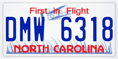 NC license plate DMW6318