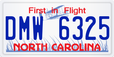 NC license plate DMW6325