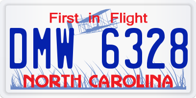 NC license plate DMW6328