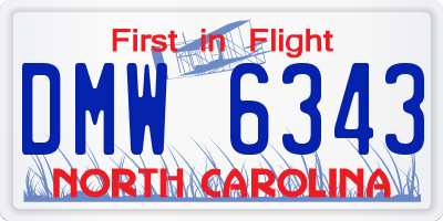 NC license plate DMW6343