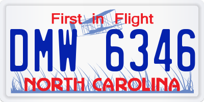 NC license plate DMW6346