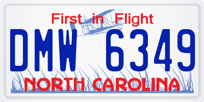 NC license plate DMW6349