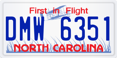 NC license plate DMW6351