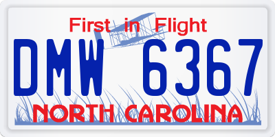 NC license plate DMW6367