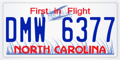 NC license plate DMW6377