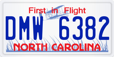 NC license plate DMW6382