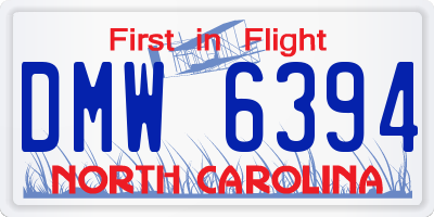 NC license plate DMW6394