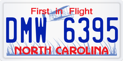 NC license plate DMW6395