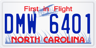 NC license plate DMW6401