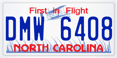 NC license plate DMW6408