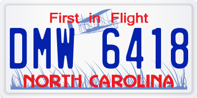 NC license plate DMW6418