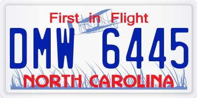 NC license plate DMW6445