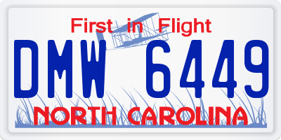 NC license plate DMW6449