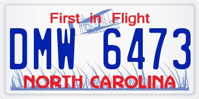 NC license plate DMW6473