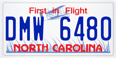 NC license plate DMW6480