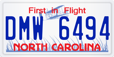 NC license plate DMW6494