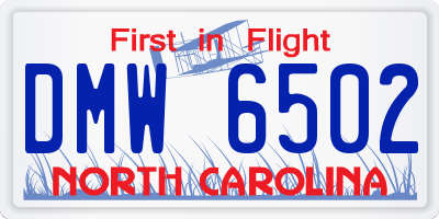 NC license plate DMW6502