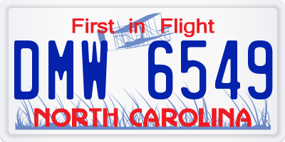 NC license plate DMW6549