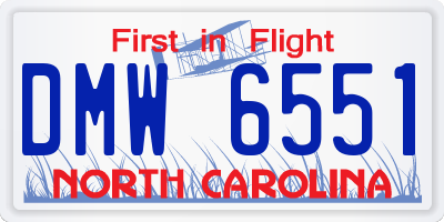 NC license plate DMW6551