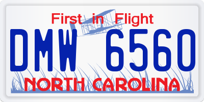 NC license plate DMW6560