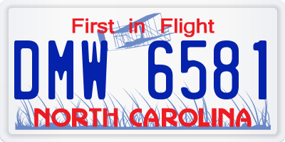 NC license plate DMW6581