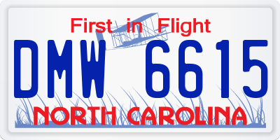 NC license plate DMW6615