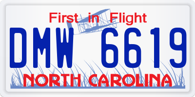 NC license plate DMW6619