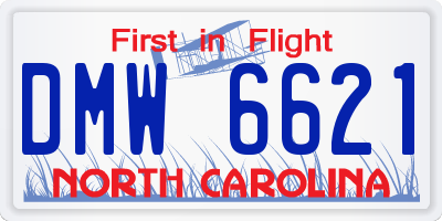 NC license plate DMW6621