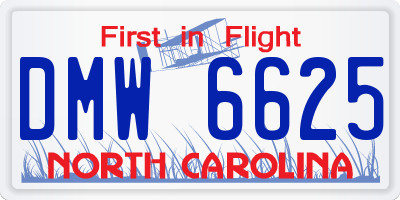NC license plate DMW6625