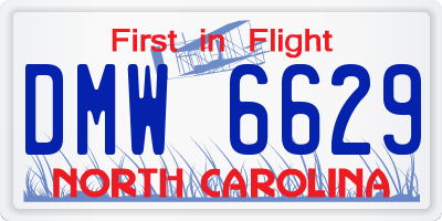 NC license plate DMW6629