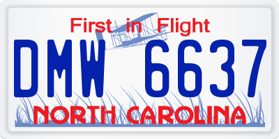 NC license plate DMW6637
