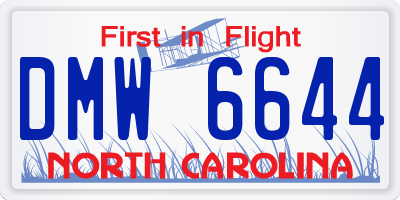 NC license plate DMW6644