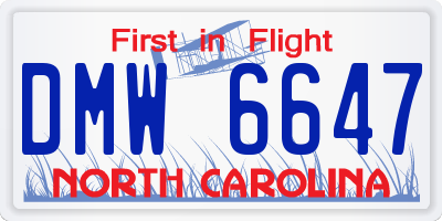 NC license plate DMW6647