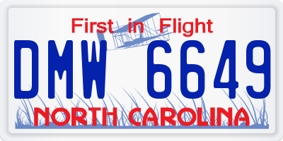 NC license plate DMW6649