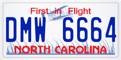 NC license plate DMW6664