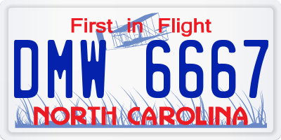 NC license plate DMW6667