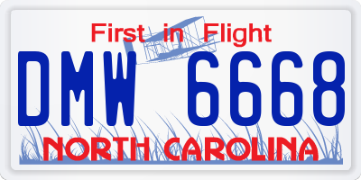 NC license plate DMW6668