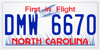 NC license plate DMW6670