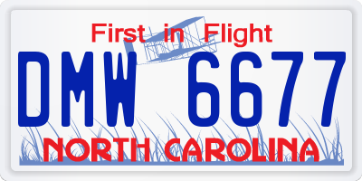NC license plate DMW6677