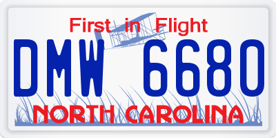 NC license plate DMW6680