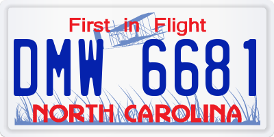 NC license plate DMW6681