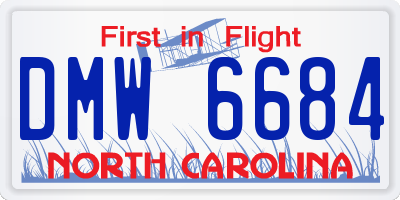 NC license plate DMW6684
