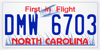 NC license plate DMW6703